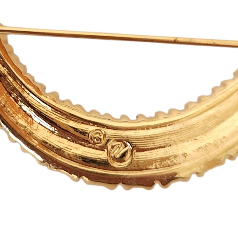SWAROVSKI crystal vintage bling crescent moon gold tone lapel pin classic brooch - Picture 3 of 4